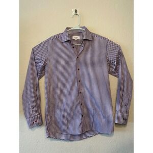 Eton Contemporary Gingham Check Dress Shirt Button Down Long Sleeve M